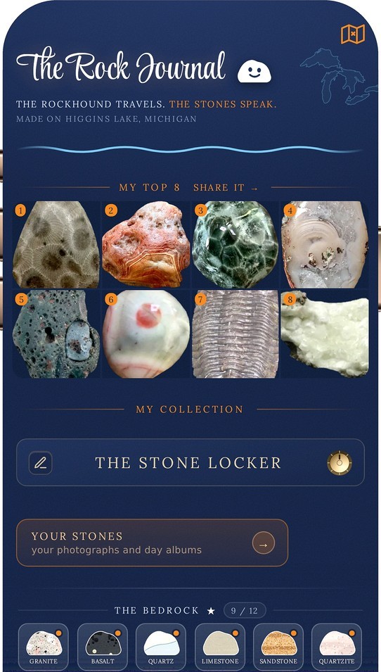 the Rock Journal home screen · your top 8