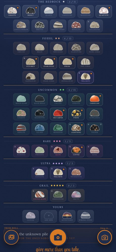 the shelf · all 48 michigan stones and fossils, by rarity